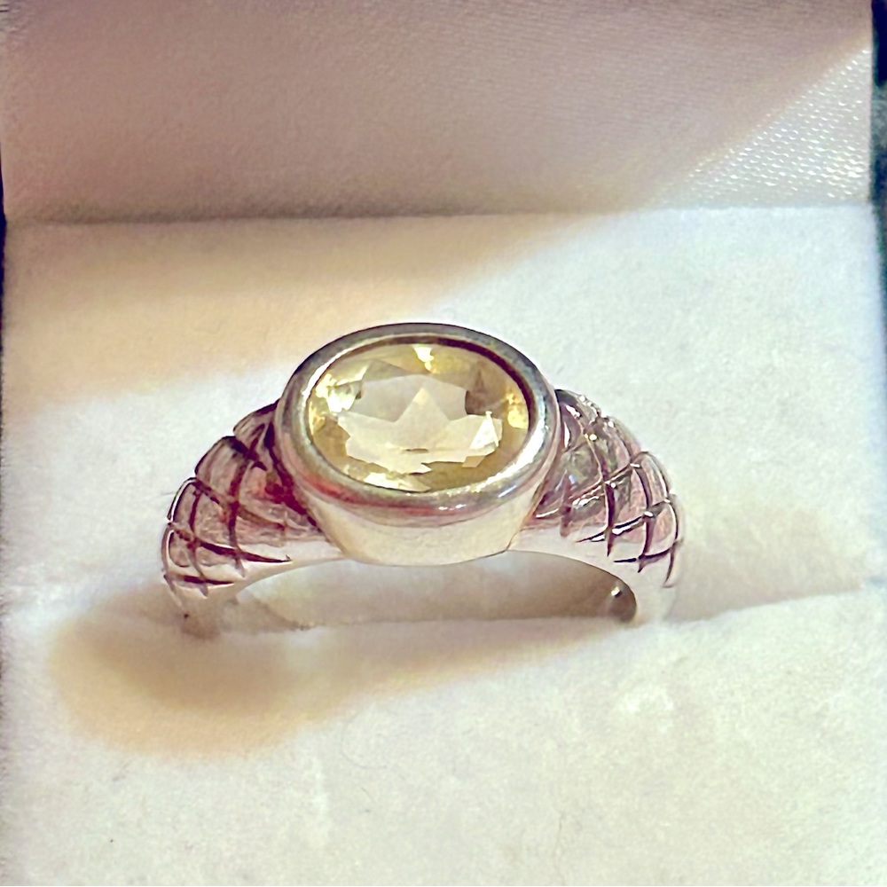 Yellow Hiddenite Ring Sz8